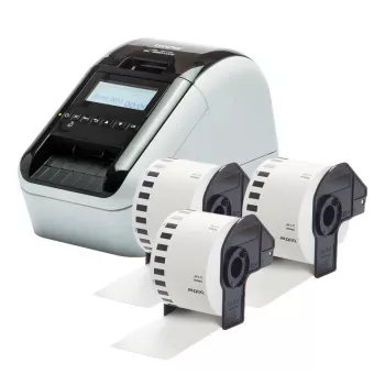Impressora de etiquetas Brother QL-820NWBCVM impressão térmica por transferência cor 300 x 600 DPI 176 mm/s com fios e sem fios Ethernet/LAN DK Wi-Fi Bluetooth