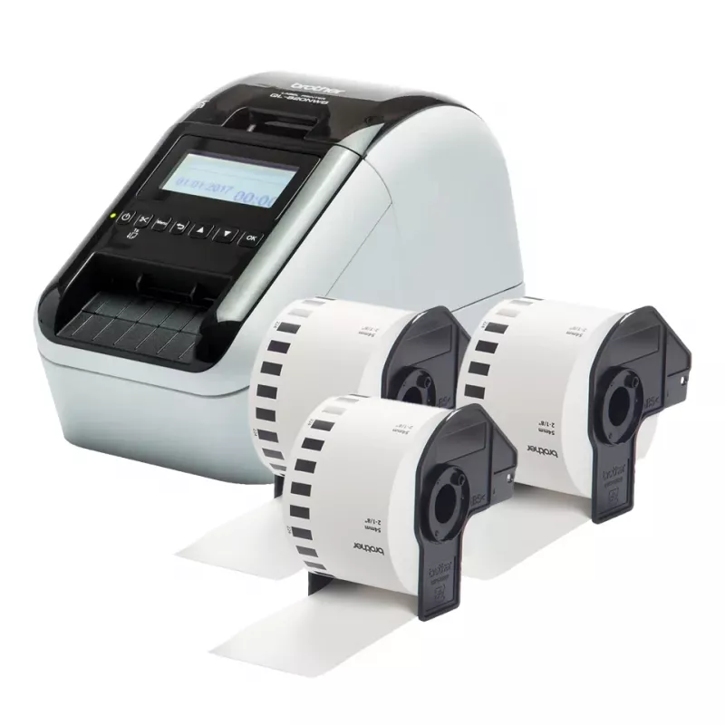 Impressora de etiquetas Brother QL-820NWBCVM impressão térmica por transferência cor 300 x 600 DPI 176 mm/s com fios e sem fios Ethernet/LAN DK Wi-Fi Bluetooth