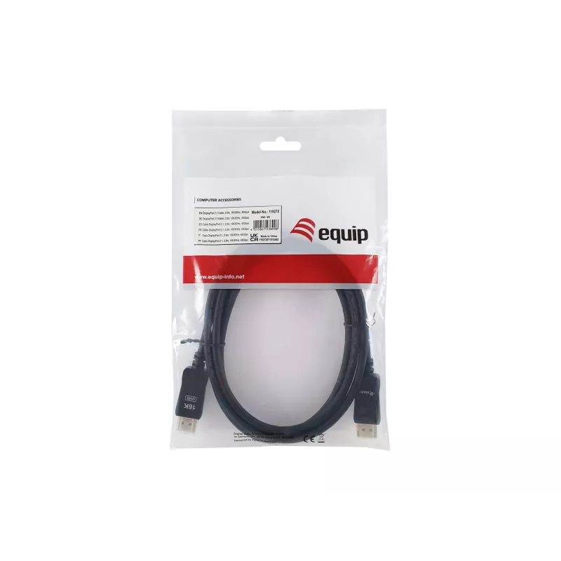 Equip 119272 cabo DisplayPort 2.1, macho/macho, 2 m, 16K/60Hz, 40 Gbps, HDCP