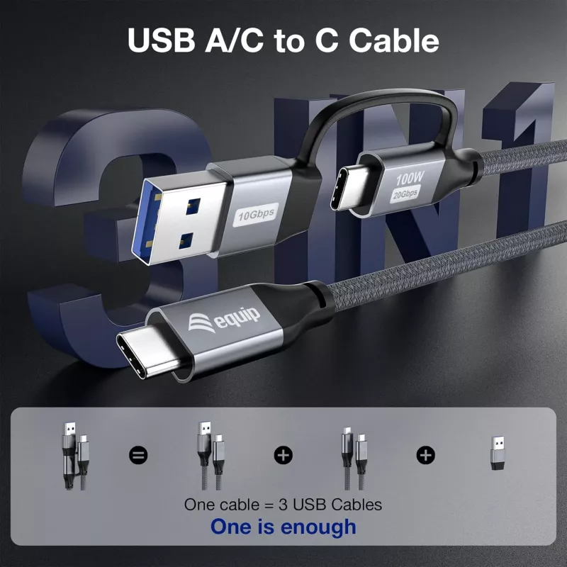 Cabo USB Equip 128431 USB 3.2 Gen 2x2 1 m USB A/USB C USB C preto