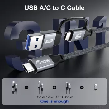 Cabo USB Equip 128433 USB 3.2 Gen 2x2 3 m USB A/USB C USB C preto