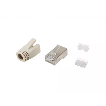 Conjunto de fichas blindadas Equip Cat.6A RJ45 100 unidades aço inoxidável transparente branco