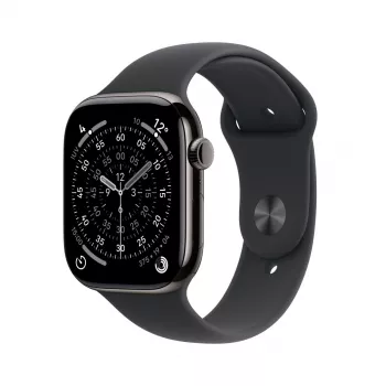 APPLE Watch Series 11 GPS + Cellular 46mm caixa de titânio ardósia com pulseira desportiva preta M/L