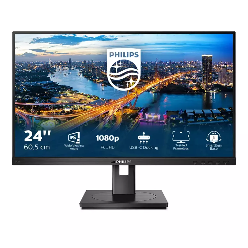 Monitor Philips B Line 243B1/00 60,5 cm (23,8 polegadas) 1920 x 1080 píxeis Full HD LED preto
