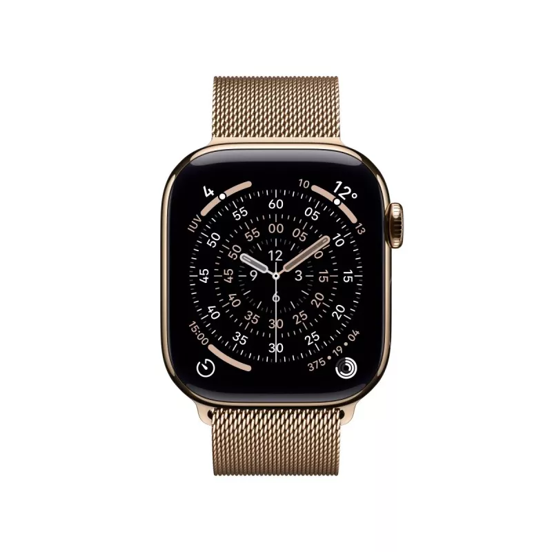 APPLE Watch Series 11 GPS + Cellular 42mm caixa de titânio dourado com pulseira Milanese Loop dourada