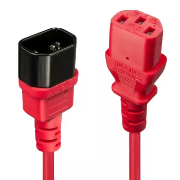 Cabo de extensão Lindy 1m IEC, vermelho