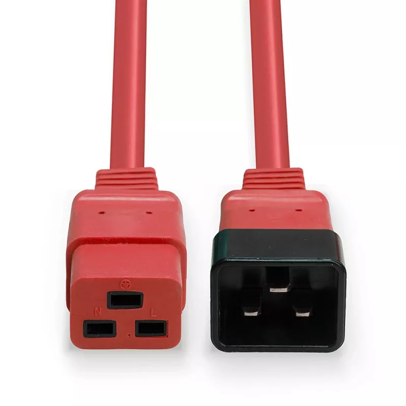Cabo de extensão Lindy 1m IEC C19 para C20, vermelho