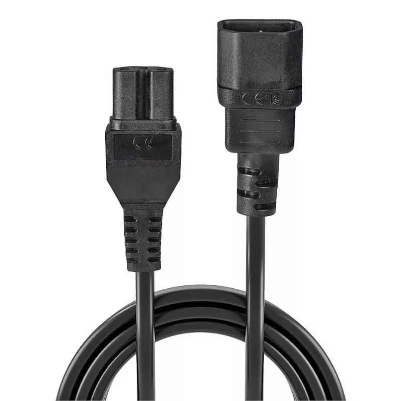 Cabo de alimentação Lindy 2m IEC C14 para IEC C15 'Hot Condition', preto