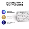 Teclado mini compacto Logitech Pebble Keys 2 K380s — RF Wireless + Bluetooth, QWERTY US International, branco