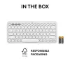 Teclado mini compacto Logitech Pebble Keys 2 K380s — RF Wireless + Bluetooth, QWERTY US International, branco