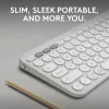 Teclado mini compacto Logitech Pebble Keys 2 K380s — RF Wireless + Bluetooth, QWERTY US International, branco