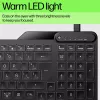 Teclado com fios retroiluminado multidispositivo HP 405, tamanho completo (100%), com fios, USB, membrana, QWERTY, preto