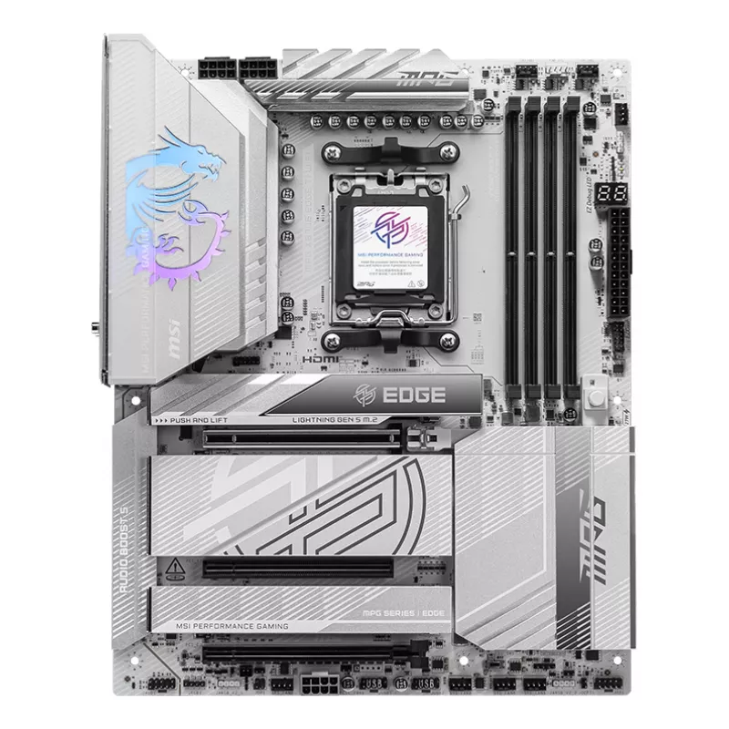 Placa-mãe MSI MPG X870E EDGE TI WIFI, chipset AMD X870E, socket AM5, ATX, DDR5, 4×DIMM, Wi‑Fi 7, 5Gb LAN, 4×M.2