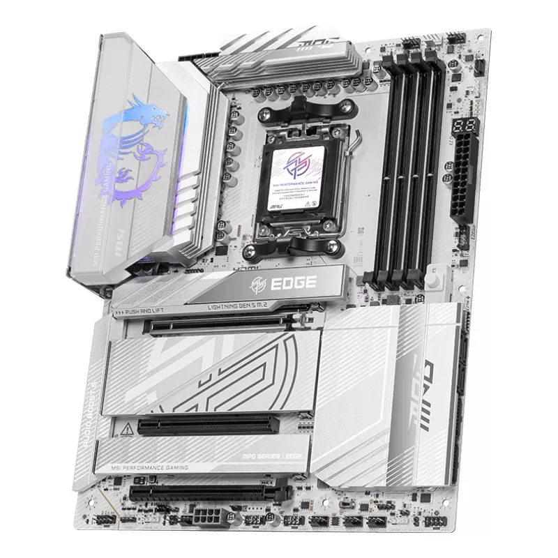 Placa-mãe MSI MPG X870E EDGE TI WIFI, chipset AMD X870E, socket AM5, ATX, DDR5, 4×DIMM, Wi‑Fi 7, 5Gb LAN, 4×M.2