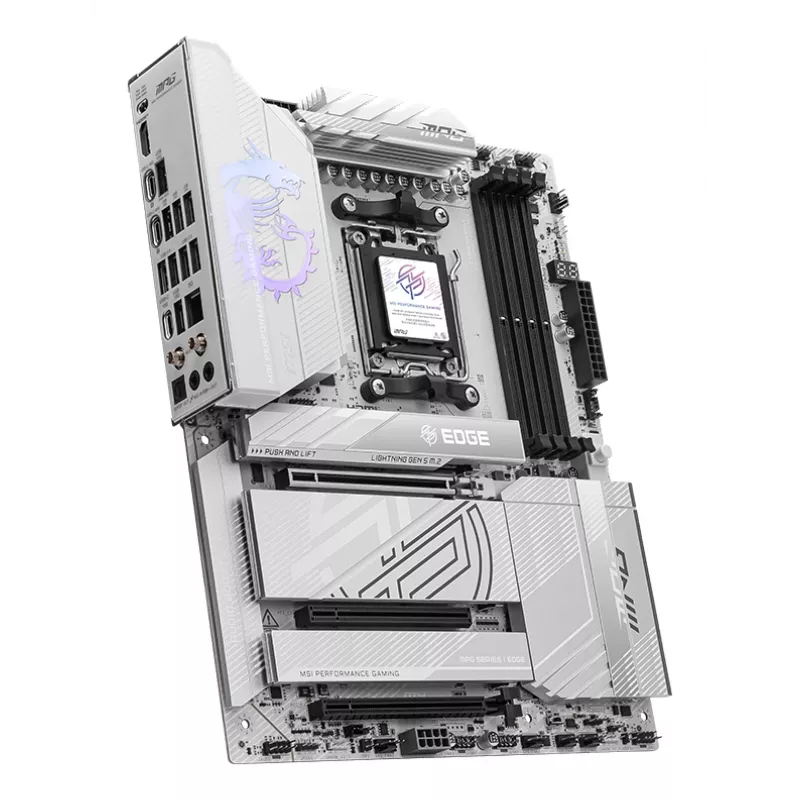 Placa-mãe MSI MPG X870E EDGE TI WIFI, chipset AMD X870E, socket AM5, ATX, DDR5, 4×DIMM, Wi‑Fi 7, 5Gb LAN, 4×M.2