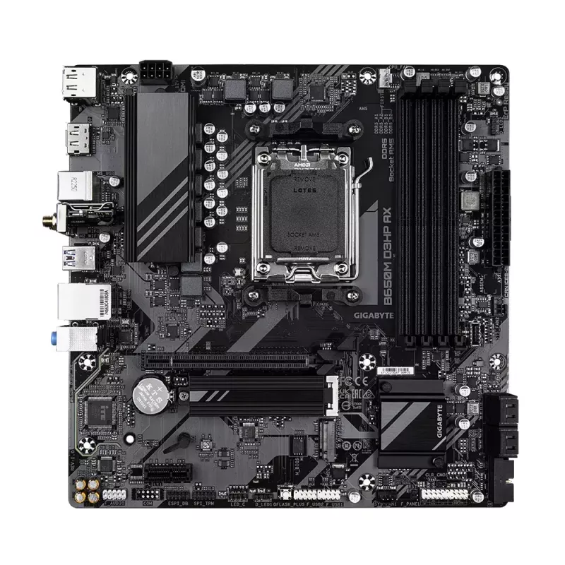 Placa-mãe GIGABYTE B650M D3HP AX Micro ATX, AMD AM5, B650, 4x DDR5 DIMM, 256GB, Wi‑Fi, 2.5Gb LAN