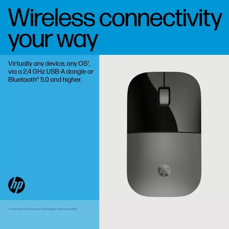 Rato HP Z3700 Dual Silver, ambidestro, RF Wireless + Bluetooth, prateado