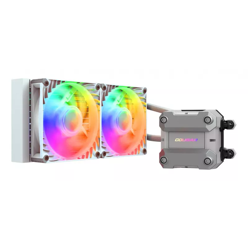 Refrigeração líquida CPU COUGAR Poseidon Ultra 240, ARGB, branco, refrigeração líquida all-in-one, 12 cm, 500 RPM, 2200 RPM, branco