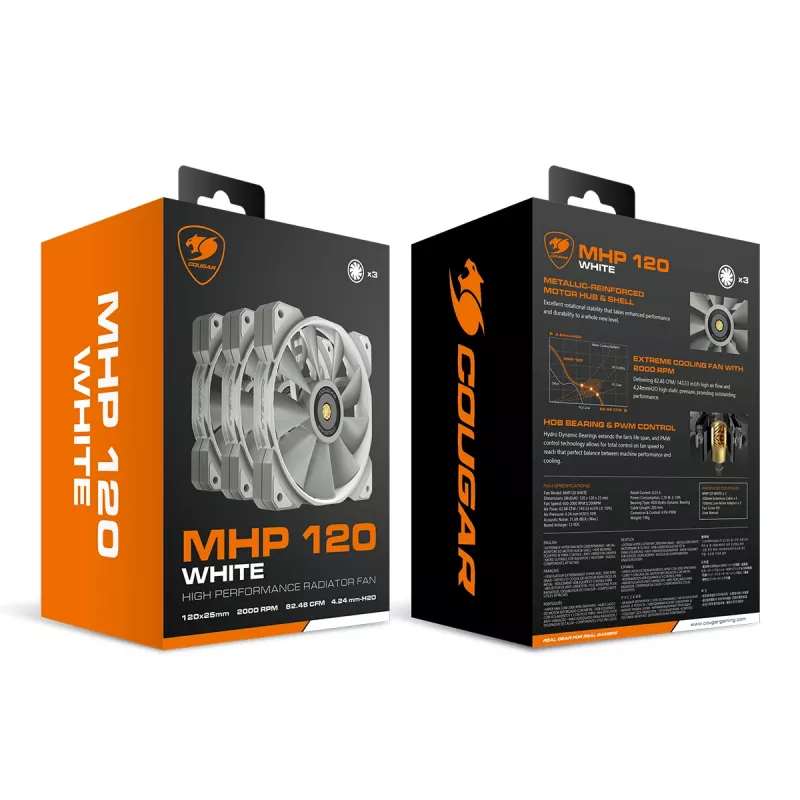 Ventoinha para caixa COUGAR MHP 120, branco, pack de 3
