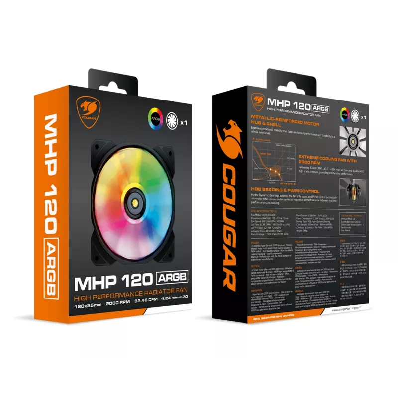 Ventoinha para caixa COUGAR MHP 120 ARGB, preto