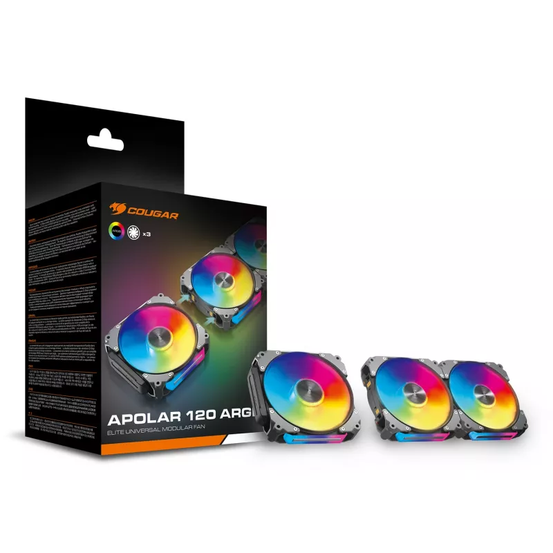 Ventoinha para caixa COUGAR Apolar 120 ARGB, preto (pack de 3)