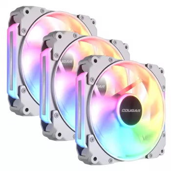 Ventoinha para caixa COUGAR Apolar 120 ARGB, Reverse Blade, branco (pack de 3)