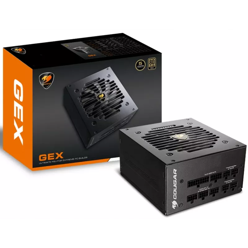 Fonte de alimentação COUGAR GEX 750W ATX3.0 / 80 Plus Gold / Modular, 750 W, 100 - 240 V, 50 - 60 Hz, 10 - 5 A, 10 A, 5 A