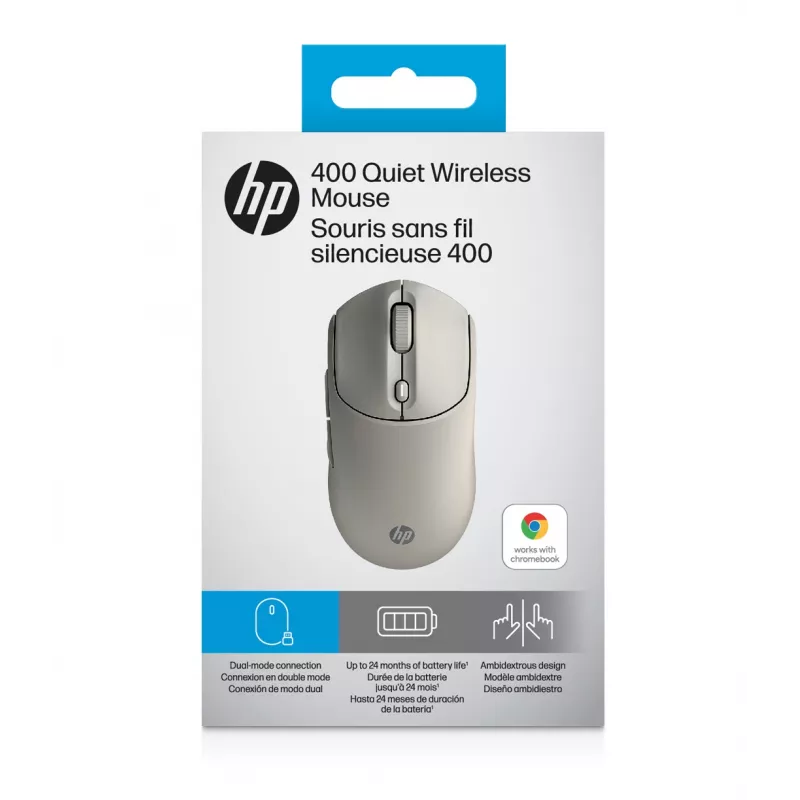 HP 400 Rato sem fios Maple silencioso, ambidestro, RF Wireless + Bluetooth, 6000 DPI, bege