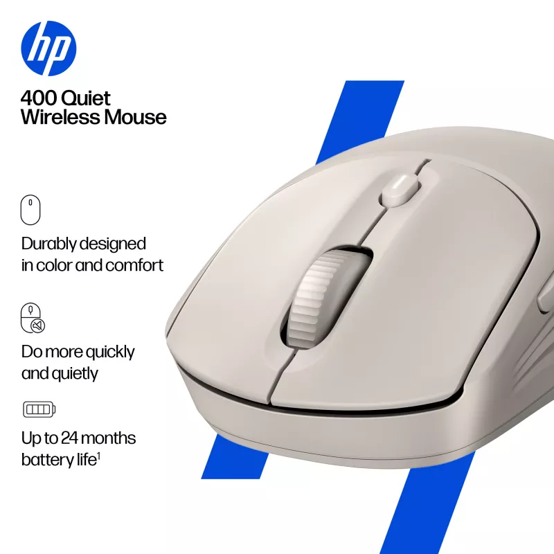 HP 400 Rato sem fios Maple silencioso, ambidestro, RF Wireless + Bluetooth, 6000 DPI, bege