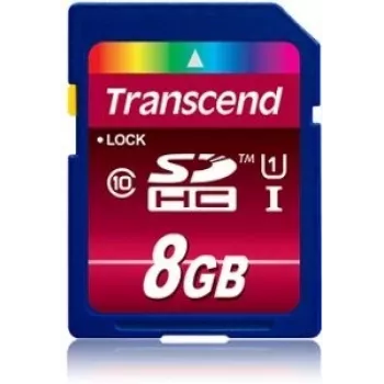 Memória flash Transcend 8GB SDHC Class 10 UHS-I TS8GSDU1