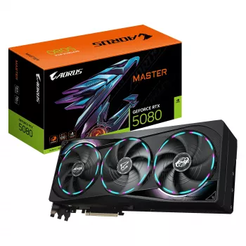 Placa gráfica GIGABYTE AORUS GeForce RTX 5080 MASTER 16G - 16GB GDDR7, 256bit, PCI-E 5.0, 2805MHz Core Clock, 3 x DisplayPort, 1 x HDMI, GV-N5080AORUS M-16GD