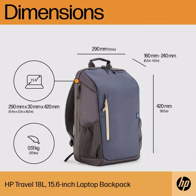 Mochila para portátil HP Travel 18 Litros 15.6 Iron cinzento