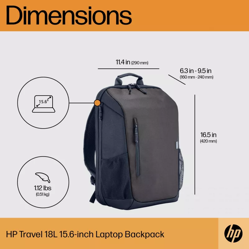 Mochila para portátil HP Travel 18 Litros 15.6 Iron cinzento