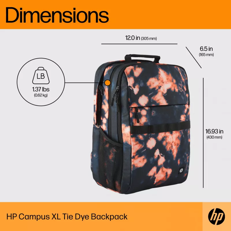 Mochila de lazer HP Campus XL Tie Dye preto poliéster