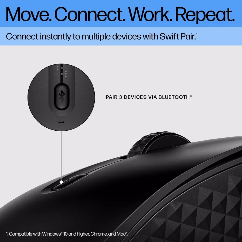 Rato Bluetooth programável HP 420, ambidestro, Bluetooth, 4000 DPI, preto