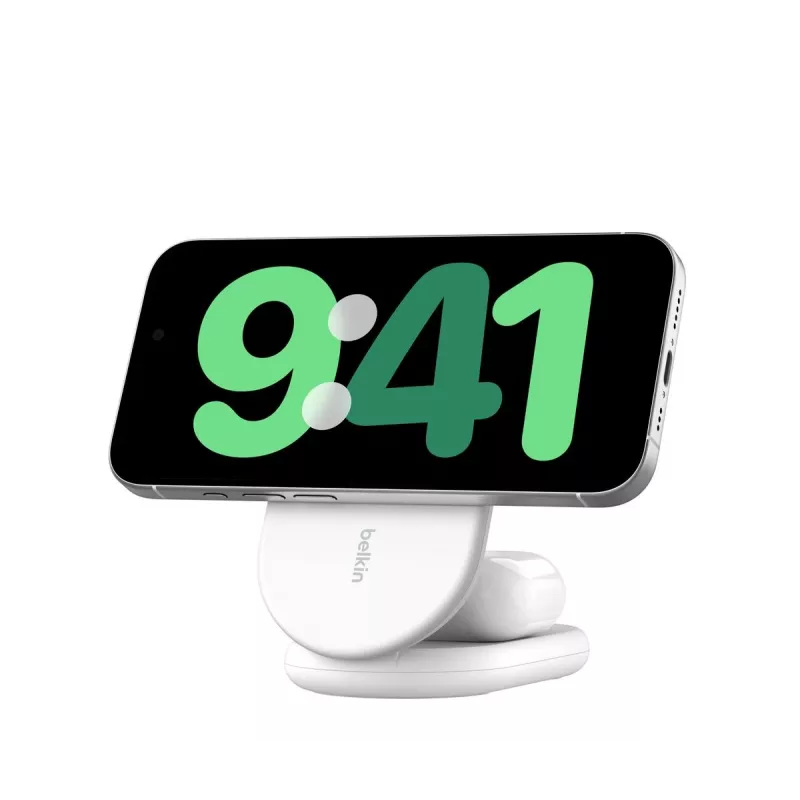 BELKIN Boostcharge Qi2 15w Suporte magnético 2em1 – branco