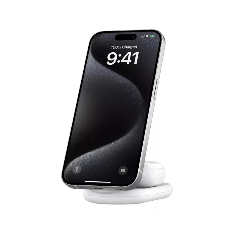 BELKIN Boostcharge Qi2 15w Suporte magnético 2em1 – branco