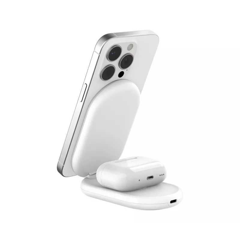 BELKIN Boostcharge Qi2 15w Suporte magnético 2em1 – branco