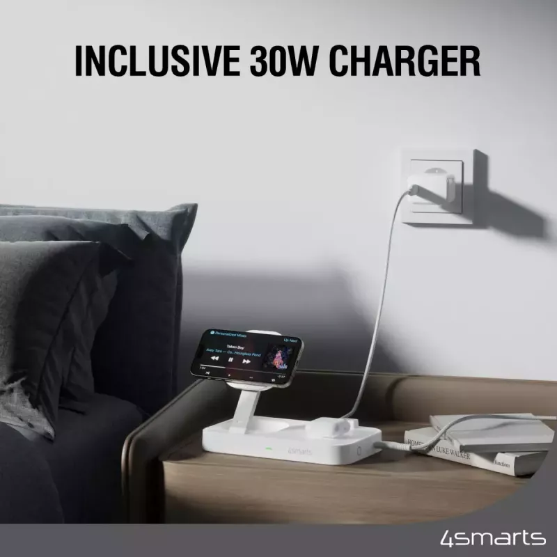 Carregador sem fios 4smarts Qi2 Universal branco carregador rápido interior AC 12V