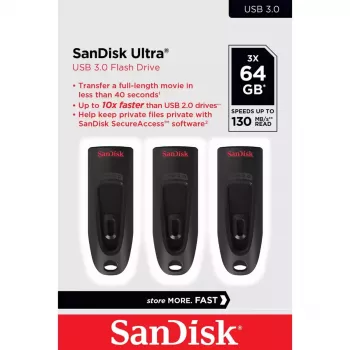 WESTERN DIGITAL Sandisk Cruzer Ultra - Pen USB 64GB - USB 3.0 - Preto - pack de 3