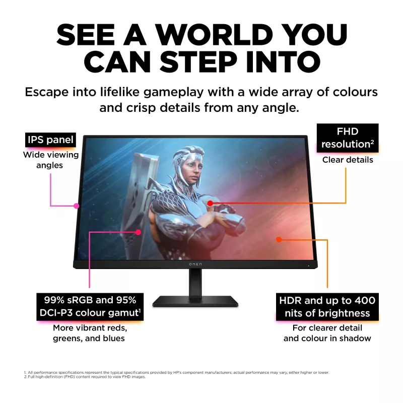 Monitor de gaming OMEN by HP 27 polegadas FHD 165Hz - OMEN 27