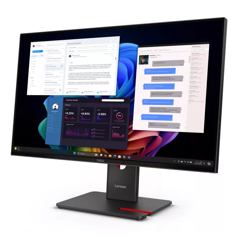 Monitor Lenovo ThinkVision T27UD-40, 68,6 cm (27 polegadas), 3840 x 2160 píxeis, 4K Ultra HD, LCD, 6 ms, Preto