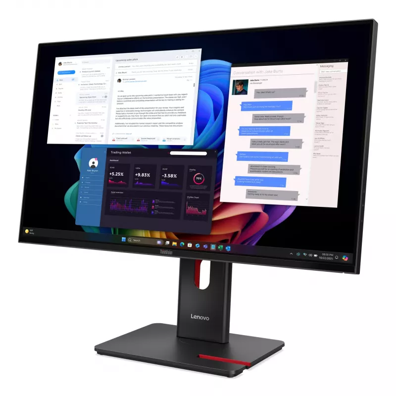 Monitor Lenovo ThinkVision T27UD-40, 68,6 cm (27 polegadas), 3840 x 2160 píxeis, 4K Ultra HD, LCD, 6 ms, Preto