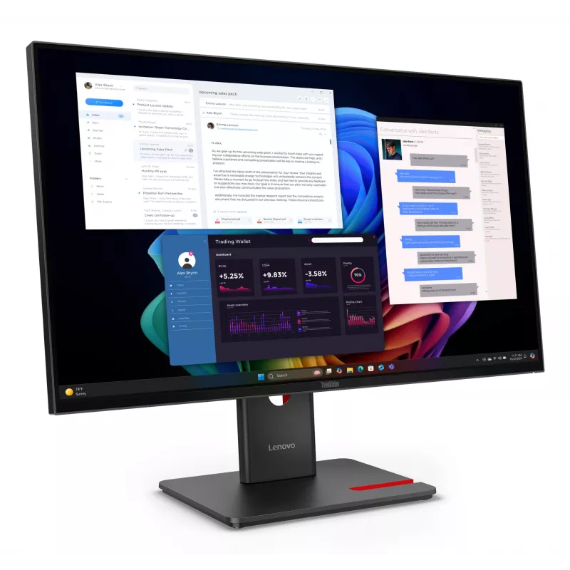 Monitor Lenovo ThinkVision T27UD-40, 68,6 cm (27 polegadas), 3840 x 2160 píxeis, 4K Ultra HD, LCD, 6 ms, Preto