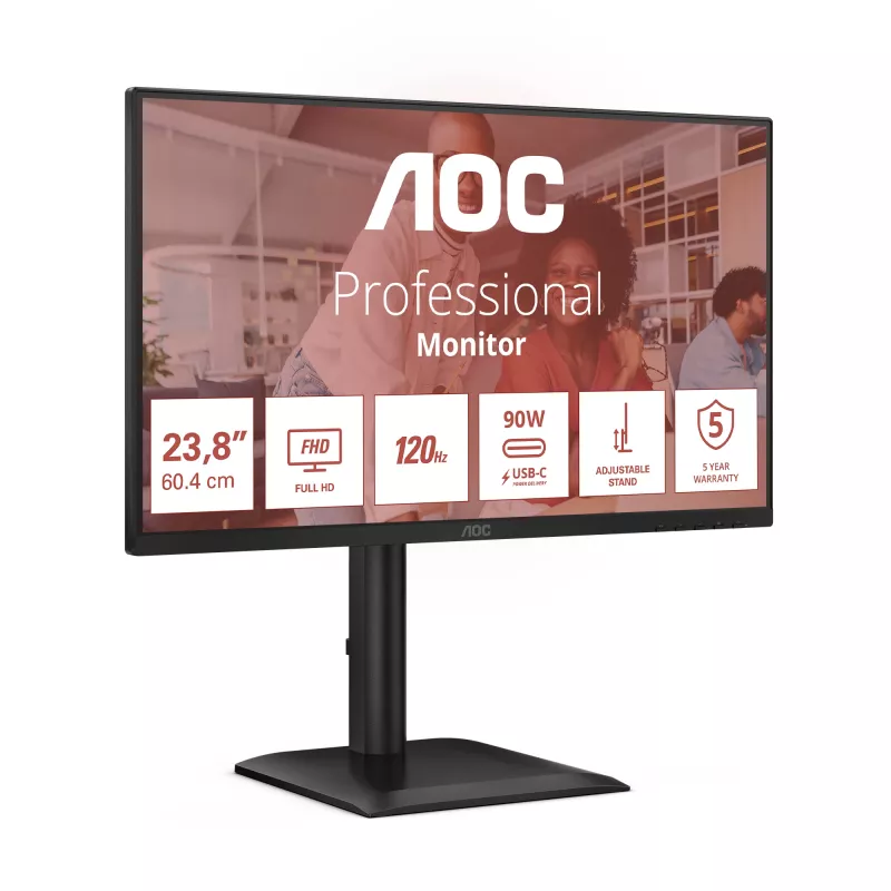 Monitor de computador AOC E4 24E4CV 60,5 cm (23,8 polegadas) 1920 x 1080 píxeis Full HD LED Preto