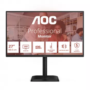 Monitor de computador AOC E4 Q27E4CV 68,6 cm (27 polegadas) 2560 x 1440 píxeis Quad HD LED Preto