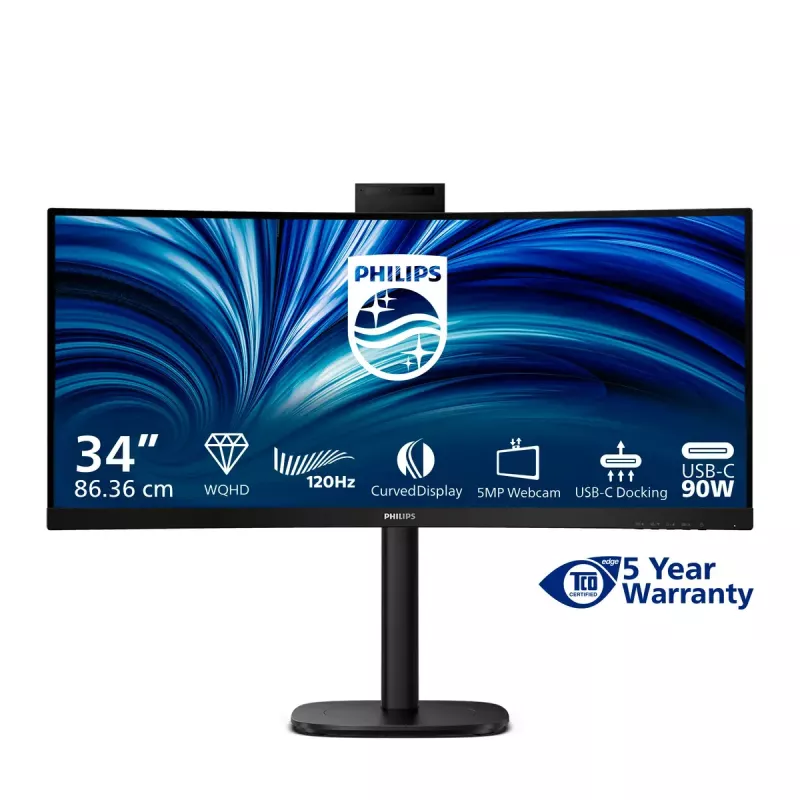 Monitor de computador Philips 3000 series 34B2U3600CH/00 86,4 cm (34 polegadas) 3440 x 1440 píxeis Wide Quad HD LCD Preto