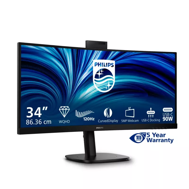 Monitor de computador Philips 3000 series 34B2U3600CH/00 86,4 cm (34 polegadas) 3440 x 1440 píxeis Wide Quad HD LCD Preto