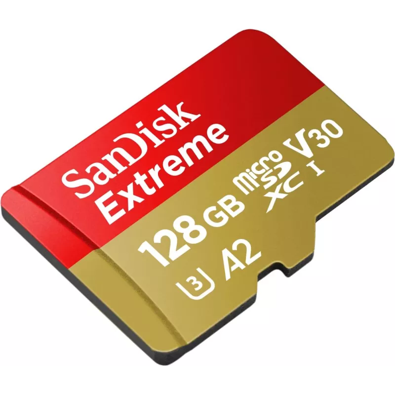WESTERN DIGITAL Extreme microSDXC 128GB Adaptador SD para câmaras de ação e drones 170MB/s 80MB/s A2 C10 V30 UHS-I U3
