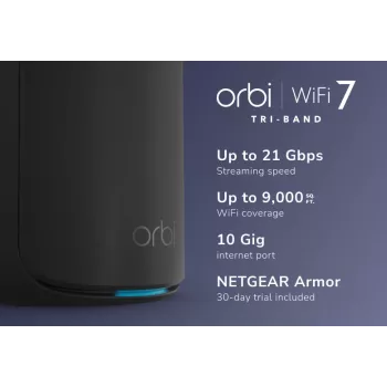 NETGEAR Orbi 870 Tri-Band (2,4 GHz / 5 GHz / 6 GHz) Wi-Fi 7 preto 4 antenas internas